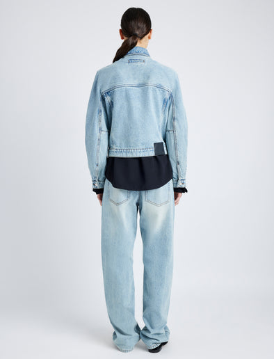 Proenza Schouler back image of model wearing Lawrence Jacket in CLASSIC WASH