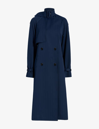 Proenza Schouler Still Life image of Sabina Coat in Technical Nylon Jacquard in Midnight