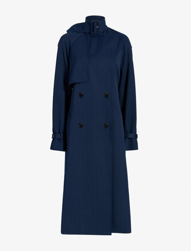 Proenza Schouler Still Life image of Sabina Coat in Technical Nylon Jacquard in Midnight