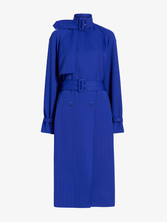 Proenza Schouler Still Life image of Sabina Coat in Technical Nylon Jacquard in Cobalt