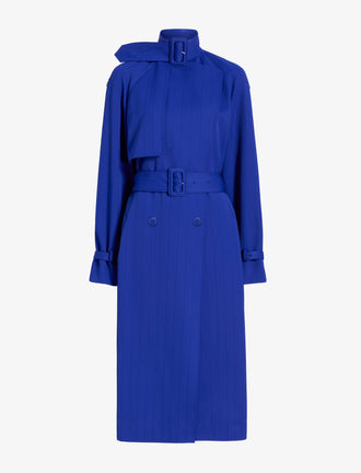 Proenza Schouler Still Life image of Sabina Coat in Technical Nylon Jacquard in Cobalt