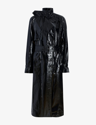 Proenza Schouler Still Life image of Sabina Coat in Lacquered Leather in Black