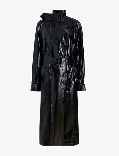 Proenza Schouler Still Life image of Sabina Coat in Lacquered Leather in Black