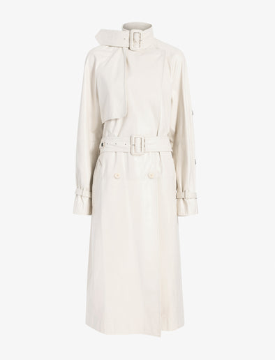 Proenza Schouler Still Life image of Sabina Coat in Lacquered Leather in Ecru