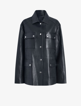 Proenza Schouler Still Life image of Brice Jacket in Grainy Leather in Black