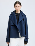 Proenza Schouler Front cropped image of model wearing Larissa Jacket in Technical Nylon Jacquard in Midnight