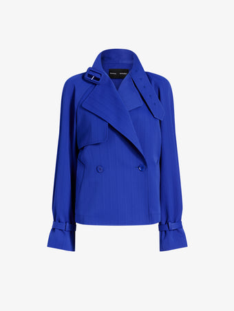 Proenza Schouler Still Life image of Larissa Jacket in Technical Nylon Jacquard in Cobalt