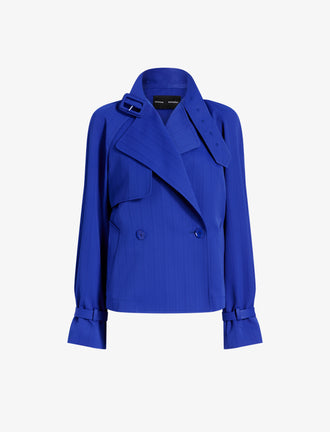 Proenza Schouler Still Life image of Larissa Jacket in Technical Nylon Jacquard in Cobalt