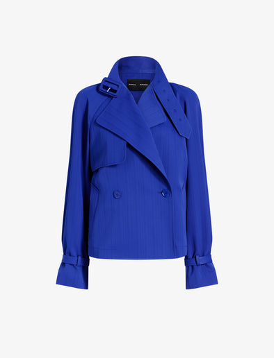 Proenza Schouler Still Life image of Larissa Jacket in Technical Nylon Jacquard in Cobalt