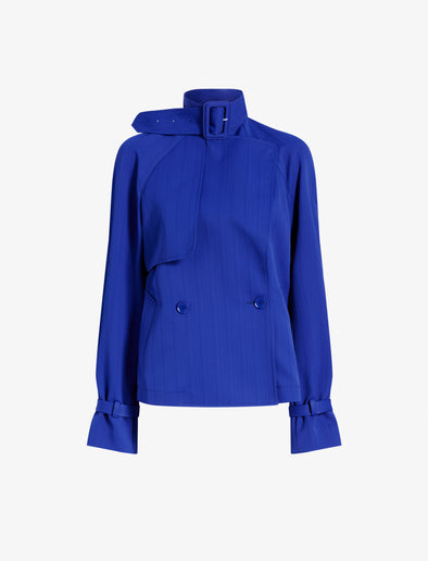 Proenza Schouler Still Life image of Larissa Jacket in Technical Nylon Jacquard in Cobalt