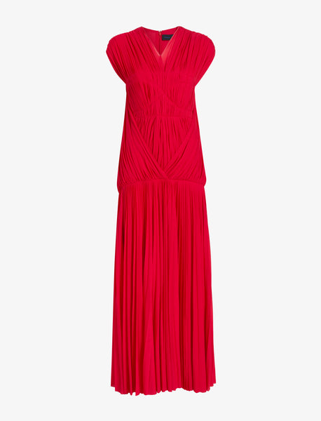 Proenza Schouler Rumi Dress in Pleated Jersey - Scarlet