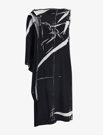 Proenza Schouler Still Life image of Ondine Dress in Garment Printed Silk Viscose in Black