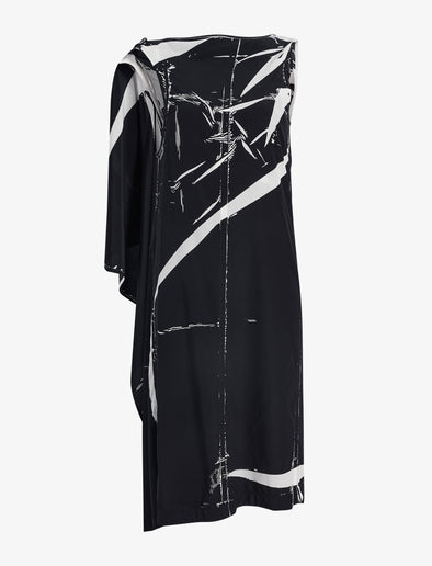 Proenza Schouler Still Life image of Ondine Dress in Garment Printed Silk Viscose in Black
