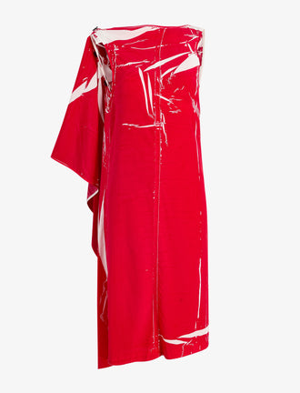 Proenza Schouler Still Life image of Ondine Dress in Garment Printed Silk Viscose in Crimson
