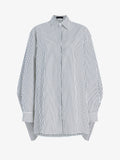 Proenza Schouler Still Life image of Isla Dress in Stripe Cotton Silk Poplin in Navy Multi