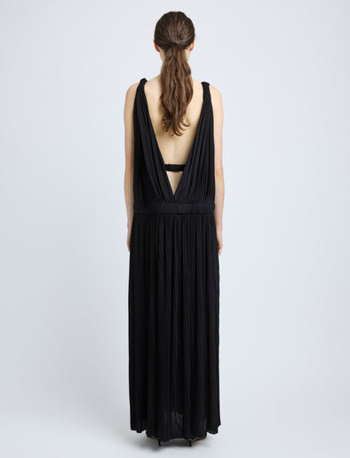 Proenza Schouler Back full length image of model wearing Serra Dress in Matte Jersey in Black