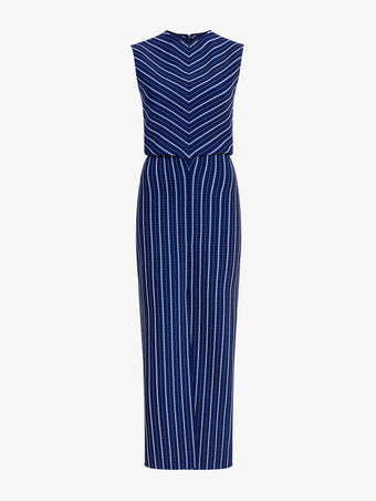 Proenza Schouler Still Life image of Selene Dress in Bi-Stretch Plaid Suiting in Cobalt Multi without cape