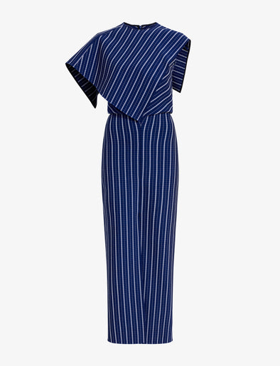 Proenza Schouler Still Life image of Selene Dress in Bi-Stretch Plaid Suiting in Cobalt Multi