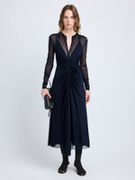 Proenza Schouler Front full length image of model wearing Kerstin Dress in Crepe Jersey in Midnight