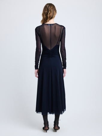Proenza Schouler Back full length image of model wearing Kerstin Dress in Crepe Jersey in Midnight