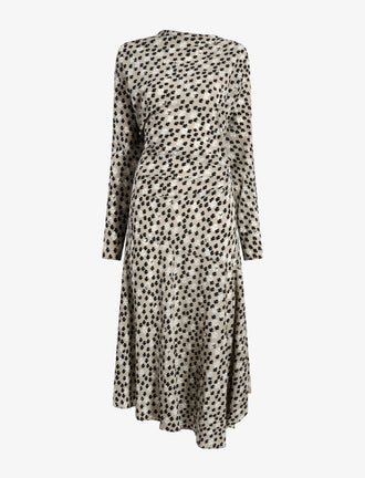 Proenza Schouler Still Life image of Alina Dress in Printed Silk Viscose in Sand Multi