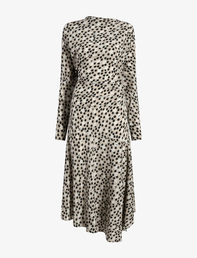 Proenza Schouler Still Life image of Alina Dress in Printed Silk Viscose in Sand Multi