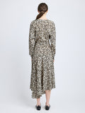 Proenza Schouler Back image of model wearing Alina Dress in Printed Silk Viscose in Sand Multi