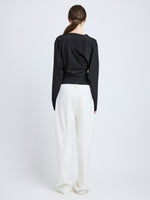 Proenza Schouler Back full length image of model wearing Keegan Top in Stretch Silk Viscose in Black