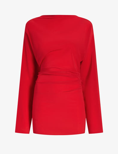 Proenza Schouler Still Life image of Keegan Top in Stretch Silk Viscose in Red