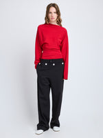 Proenza Schouler Front image of model wearing Keegan Top in Stretch Silk Viscose in Red