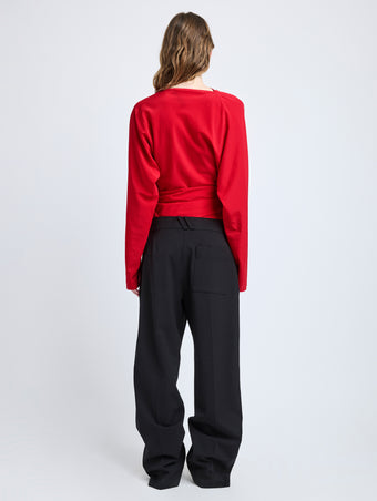 Proenza Schouler Back image of model wearing Keegan Top in Stretch Silk Viscose in Red