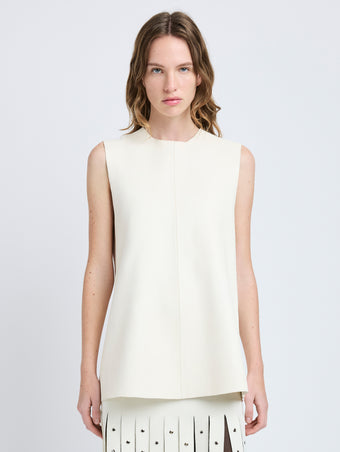 Proenza Schouler Front cropped image of model wearing Noa Top in Textured Leather in Ivory