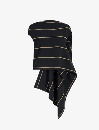 Proenza Schouler Still Life image of Sutton Top in Stripe Bi-Stretch Viscose in Black Multi