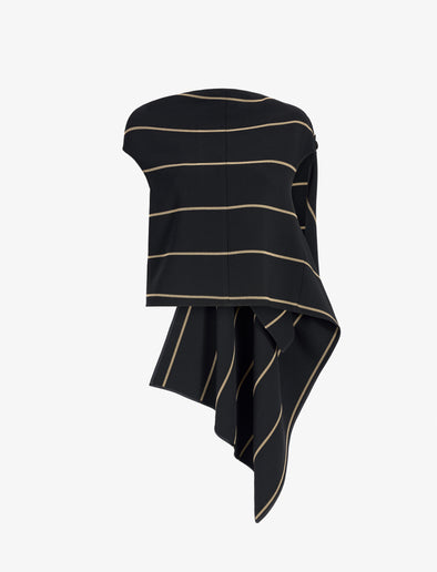 Proenza Schouler Still Life image of Sutton Top in Stripe Bi-Stretch Viscose in Black Multi