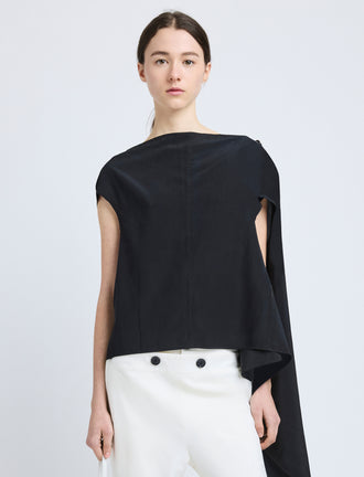 Proenza Schouler Front cropped image of model wearing Ondine Top in Stretch Silk Viscose in Black