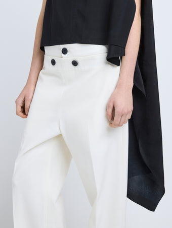 Proenza Schouler Detail image of model wearing Ondine Top in Stretch Silk Viscose in Black