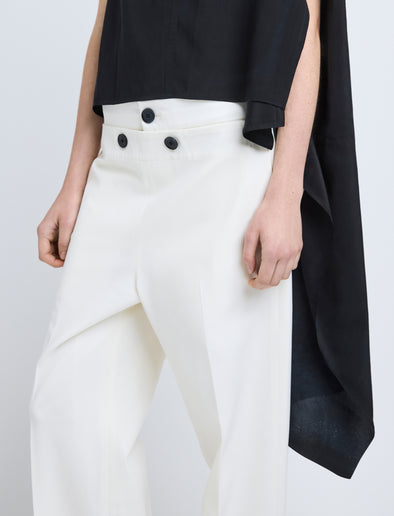 Proenza Schouler Detail image of model wearing Ondine Top in Stretch Silk Viscose in Black