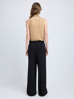 Proenza Schouler Back full length image of model wearing Sage Top in Crepe Jersey in Khaki