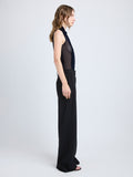 Proenza Schouler Side full length image of model wearing Sage Top in Crepe Jersey in Midnight