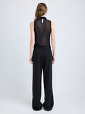 Proenza Schouler Back full length image of model wearing Sage Top in Crepe Jersey in Midnight