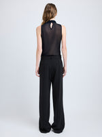 Proenza Schouler Back full length image of model wearing Sage Top in Crepe Jersey in Midnight