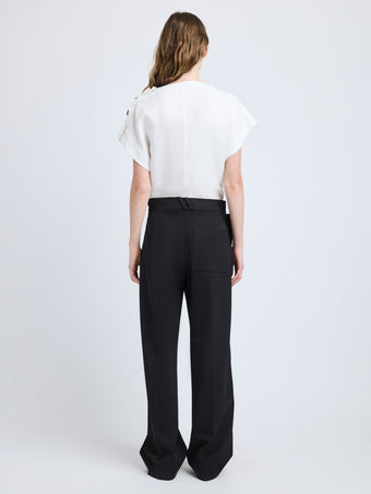 Proenza Schouler Back full length image of model wearing Zion Top in Linen Viscose in Off White