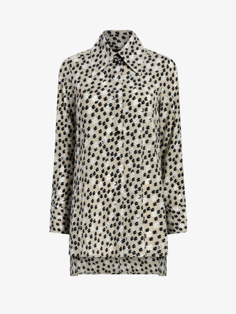 Proenza Schouler Still Life image of Emmeline Shirt in Printed Silk Viscose in Sand Multi