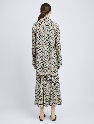 Proenza Schouler Back image of model wearing Emmeline Shirt in Printed Silk Viscose in Sand Multi