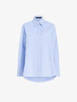 Proenza Schouler Still Life image of Hunter Top in Stripe Cotton Silk Poplin in Pale Blue Multi