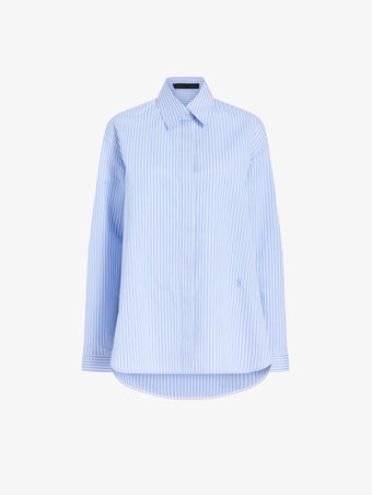 Proenza Schouler Still Life image of Hunter Top in Stripe Cotton Silk Poplin in Pale Blue Multi