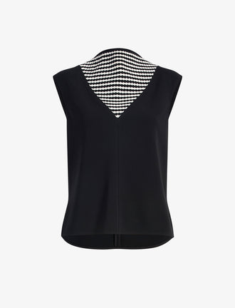Proenza Schouler Still Life image of Prescott Top in Matte Viscose Crepe in Black Multi