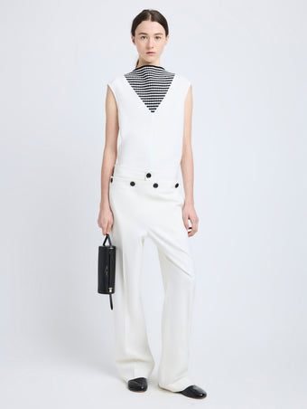 Proenza Schouler Front image of model wearing Prescott Top in Matte Viscose Crepe in White Multi
