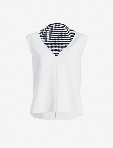 Proenza Schouler Still Life image of Prescott Top in Matte Viscose Crepe in White Multi