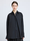 Proenza Schouler Front cropped image of model wearing Addy Shirt in Compact Cotton Poplin in Black